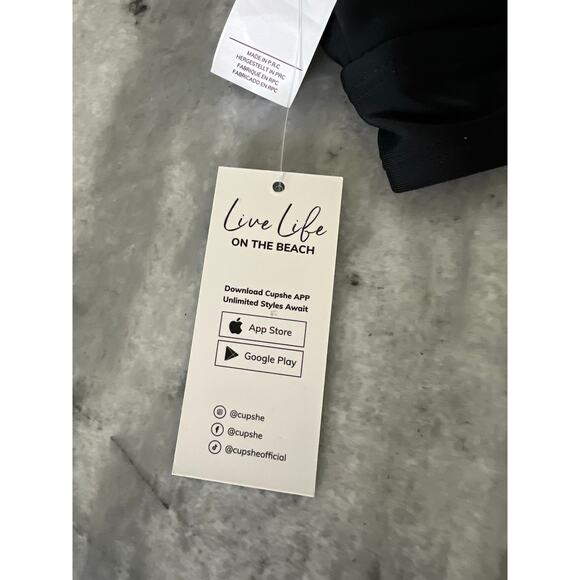 Cupshe Black Bikini Woman Size Small Halter Top Cross back - Picture 7 of 11